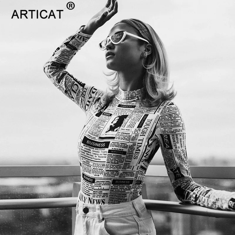Articat с буквенным принтом, с длинным рукавом, с высоким вырезом, сексуальное рождественское боди, осенние зимние детские комбинезоны, женский комбинезон