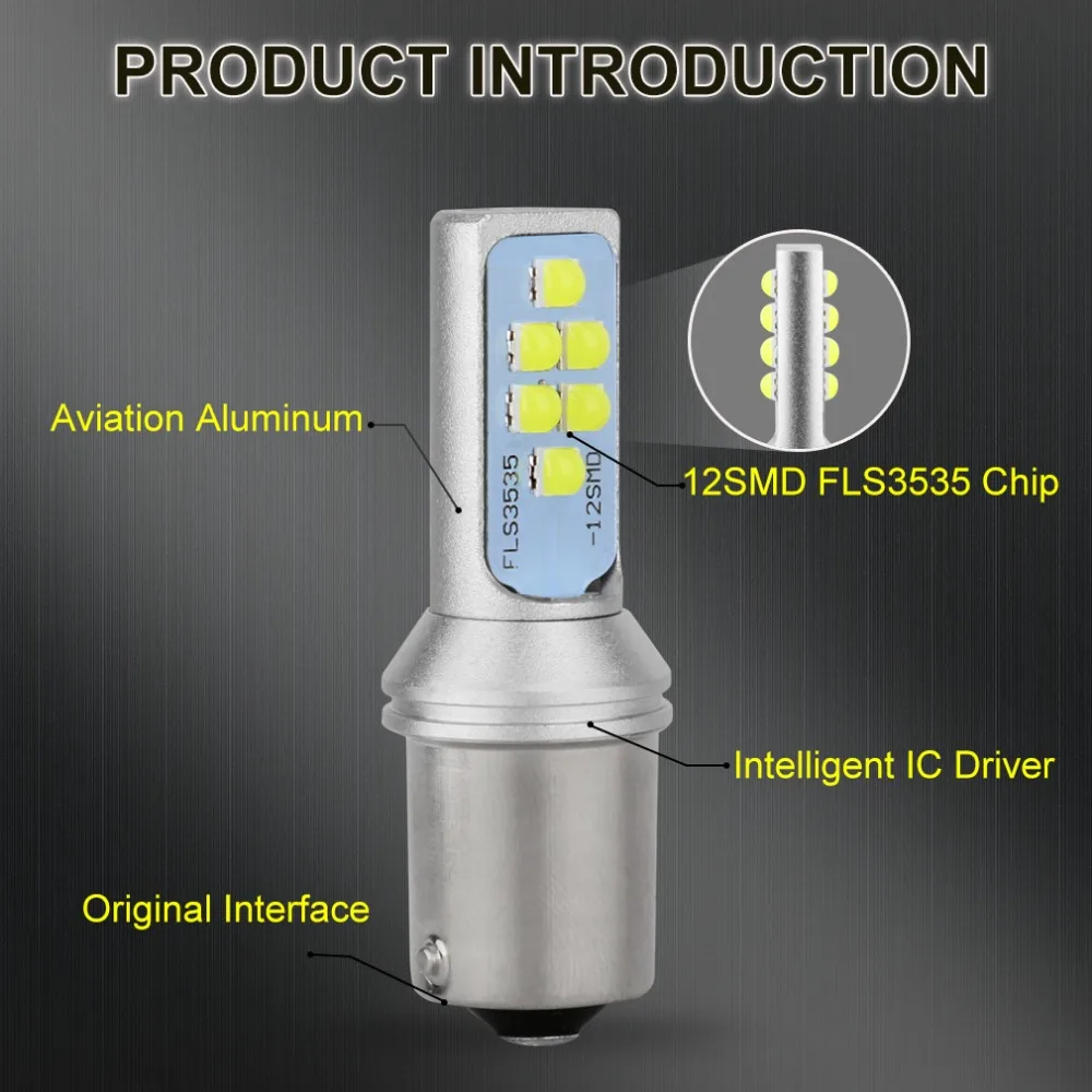 2 шт. 1156 BA15S P21W светодиодный лампы 12SMD чипы R5W R10W белого цвета-красный желтый 1400LM