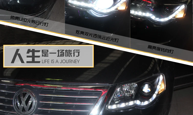 Hireno фары для 2007-2011 Volkswagen Passat B6 передних фар сборки светодиодный DRL ангел объектив двойной луч ксеноновые 2 шт