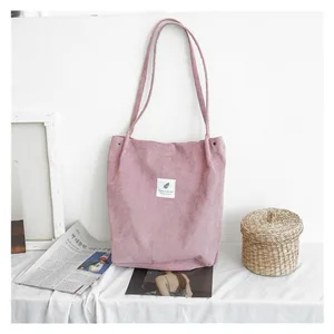 Корейская женская сумка через плечо Студенческая литературная тканевая сумка Большая вместительная сумка Вельветовая сумка для покупок