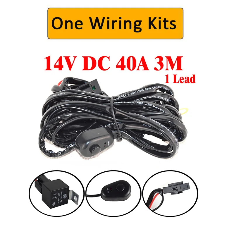only wiring(1pcs) Auxtings 21 32 42 50 52 дюймов изогнутый светодиодный свет бар 120 Вт 180 Вт 240 Вт 300 Вт янтарный свет вождения внедорожник Грузовик 4x4 SUV ATV 12 24 V - Цвет: only wiring(1pcs)