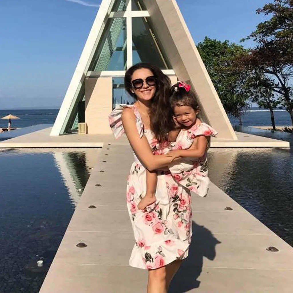 Платье для мамы и дочери с оборками цветочным принтом #30|Женские платья| |