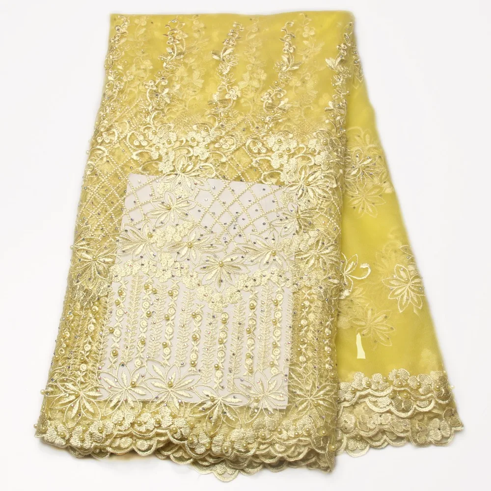 High Quality African Lace Fabric 2017 Latest 3d Flower Nigerian Guipure With Beaded+Beads MJKY2743a | Дом и сад