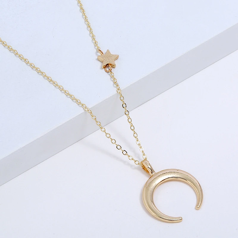 Горячая леди Boho модные красивые Звезда Луна подвески и ожерелья Золото-цвет