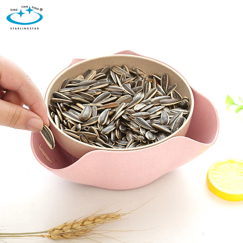 Круглый пшеничной соломы машина ящик для хранения закусок стол Sundries еда Finisher