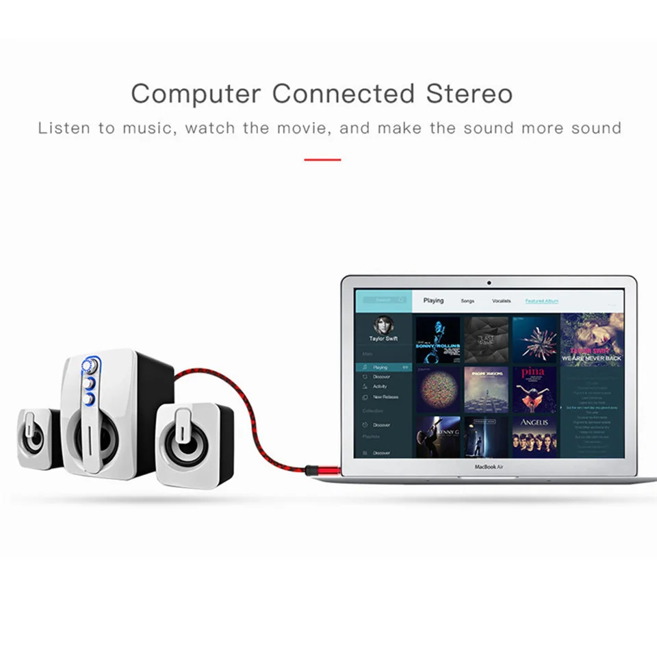 Аудиокабель Tendway с разъемом 3 5 мм нейлоновая оплетка Автомобильный Кабель AUX 1 м