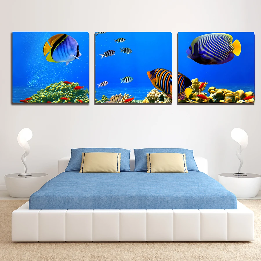 Без рамы Подводный мир Рыбы 3 предмета современные стены Краски ing Книги по