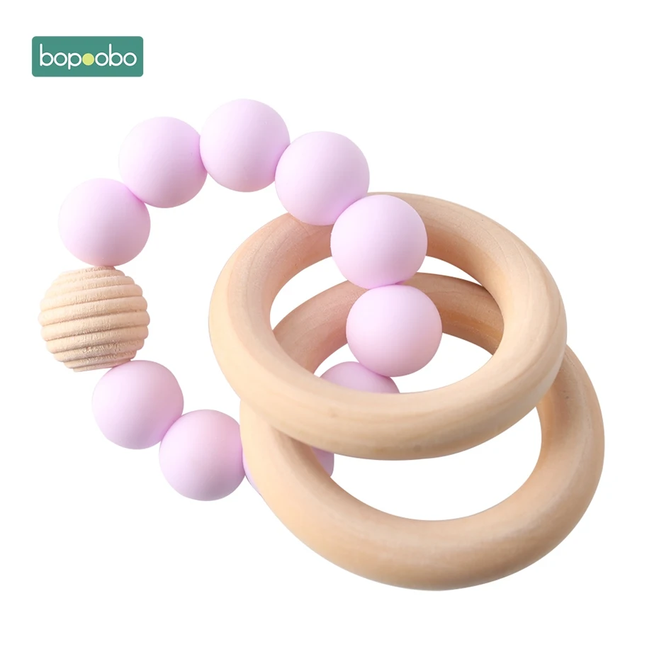 Candy Purple Rattle Bopobo 1 шт. для браслетов младенцев, силиконовые бусины-погремушки, браслеты, украшения для прорезывания зубов, деревянные бусины, BPA бесплатно, Детские Прорезыватели - Цвет: Candy Purple Rattle