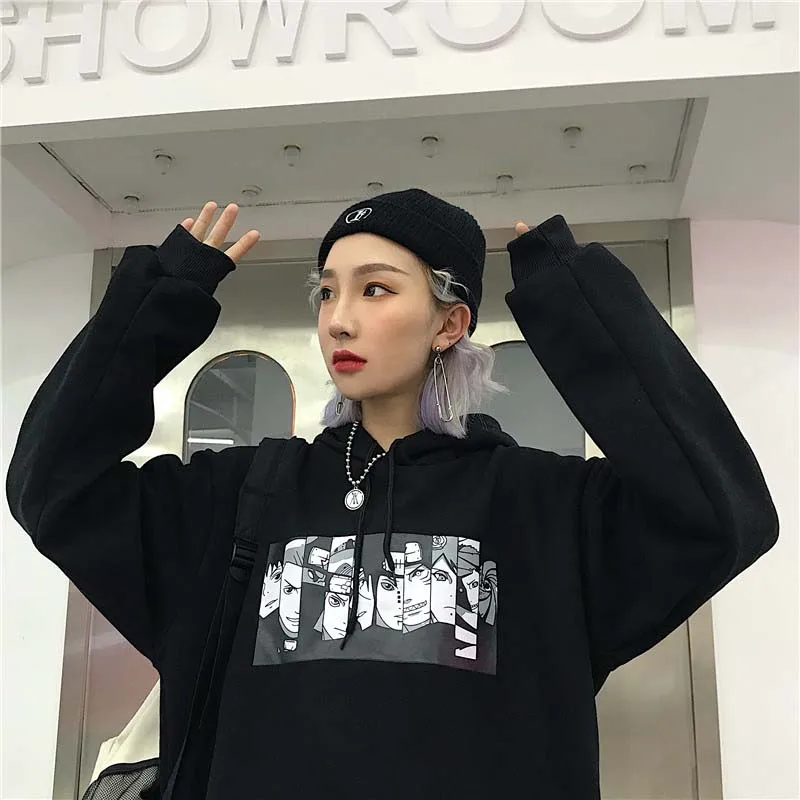 NiceMix Harajuku Женская толстовка унисекс с мультяшным принтом бархатные пуловеры винтажные Джемперы Корейская уличная одежда Sudadera Mujer
