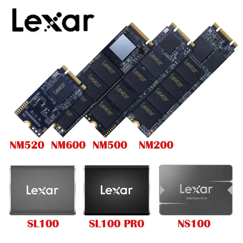 Lexar твердотельный накопитель NM500 NM520 NM600 NS100 SL100 Pro Внутренний Внешний Накопитель SSD 128G 256G 512G 240G 480G 500GB 1 ТБ SSD