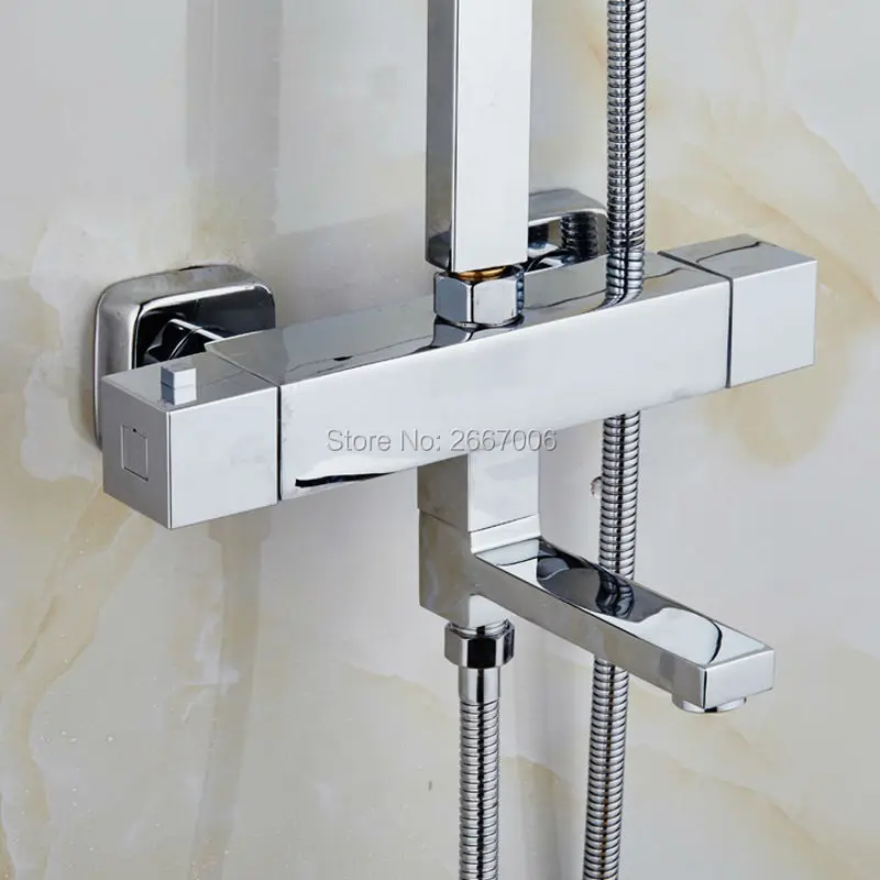 Хорошее качество квадратный настенный смеситель для ванны термостатический