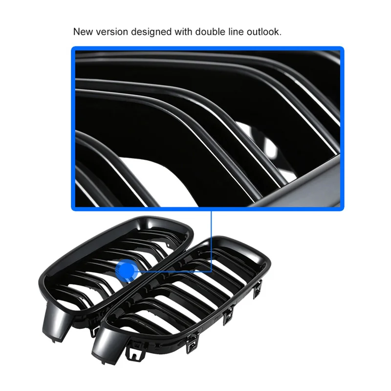 Для BMW 3 серии F30 2012 глянцевая черная передняя ножная решетка двойная планка стиль