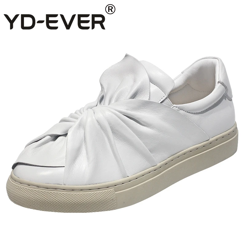 Женские кроссовки из YD EVER кожи модная повседневная обувь с бантом сезон весна
