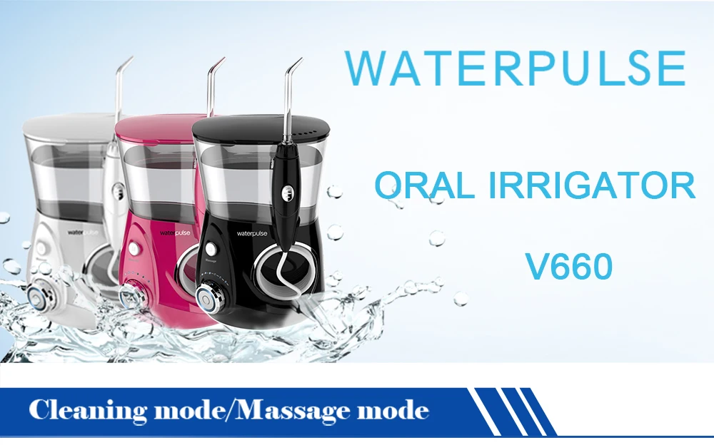 Waterpulse V660R ирригатор Стоматологическая воды Flosser для Семья Ирригатор для полости рта 700 мл Ёмкость Чистый Массаж Функция с 5 Nozzels и коробка капельный полив ирригатор полости рта
