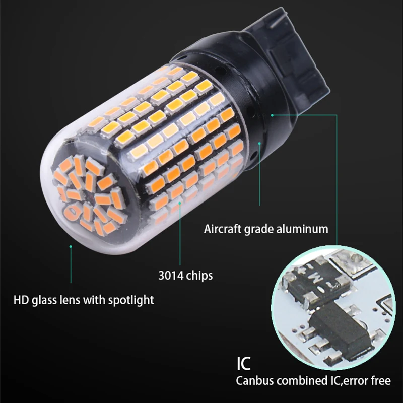 1 шт. T20 светодиодный 7440 W21W W21/5W светильник 3014 144smd CanBus 1156 BA15S P21W BAY15D BAU15S PY21W |