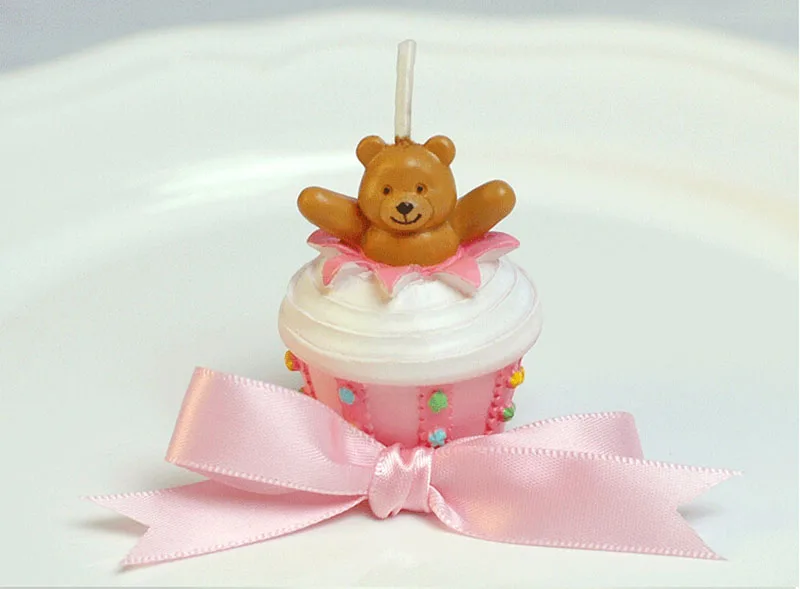 10 шт. розовый/синий мини медведь торт свеча для свадьбы вечеринки дня рождения Baby