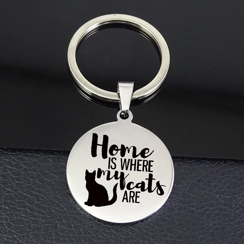 Creativity Letter Necklace Keychain Home Is Where My Cats Are Gift For Friend Accept Drop Shipping YP6176 | Украшения и