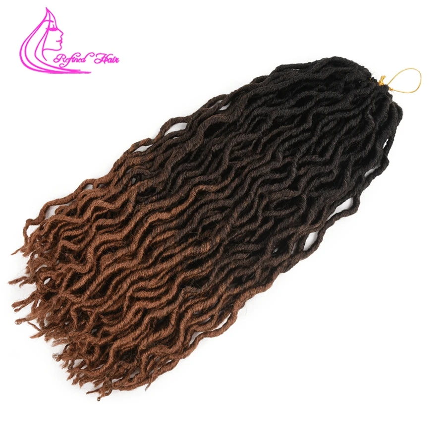 Refined Hair Faux Locs Curly Goddess locs Crochet Hair Bluk 18inch Long Woman Synthetic Braiding hair Extensions 24 strands/pc