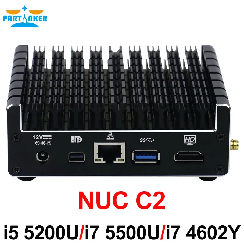 Причастником алюминиевый сплав безвентиляторный NUC мини ПК с i3 5010U i5 5200U i7 5500U