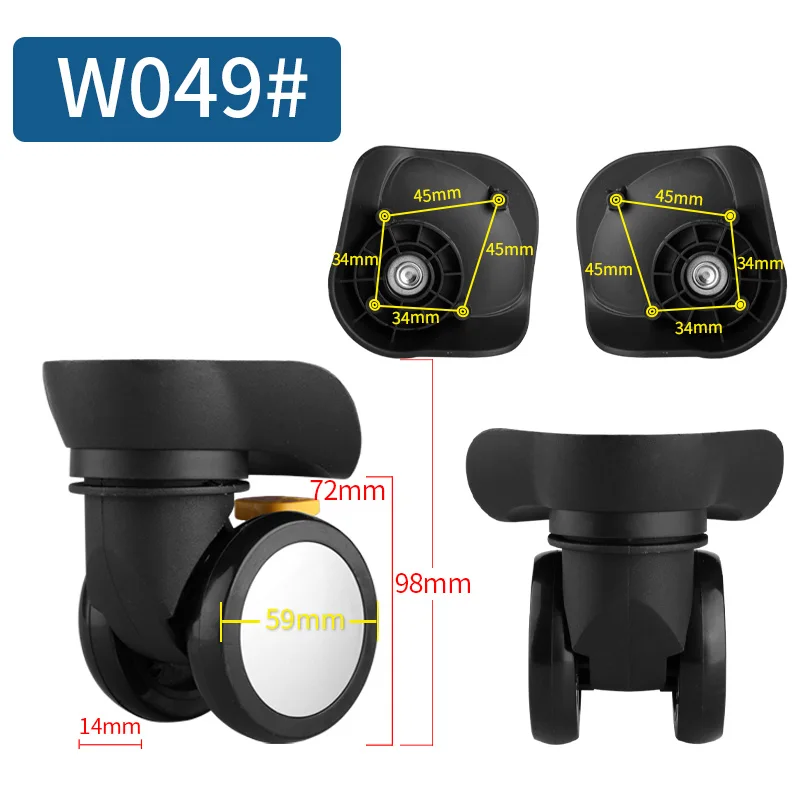 W049(2 Wheels)Black 14-30 дюймов Чехол для костюма на колесиках, универсальные аксессуары для багажа, чехол для костюма на колесиках, запчасти, высокое качество, чехол на колесиках, ролики - Цвет: W049(2 Wheels)Black
