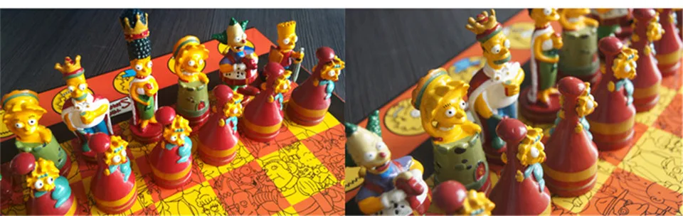 BSTFAMLY Шахматный набор Chessman Simpson, игра в международные шахматы, складная шахматная доска, ПВХ пластиковые шахматы, игрушки Souptoys I22