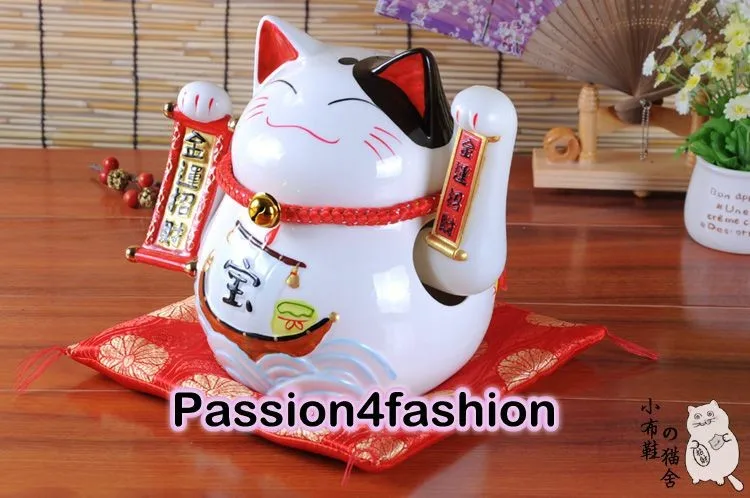 Maneki Neko Lucky Cat развевающийся лапой керамический улыбающееся лицо милый богатство удача орнамент Электрический негабаритный подарок