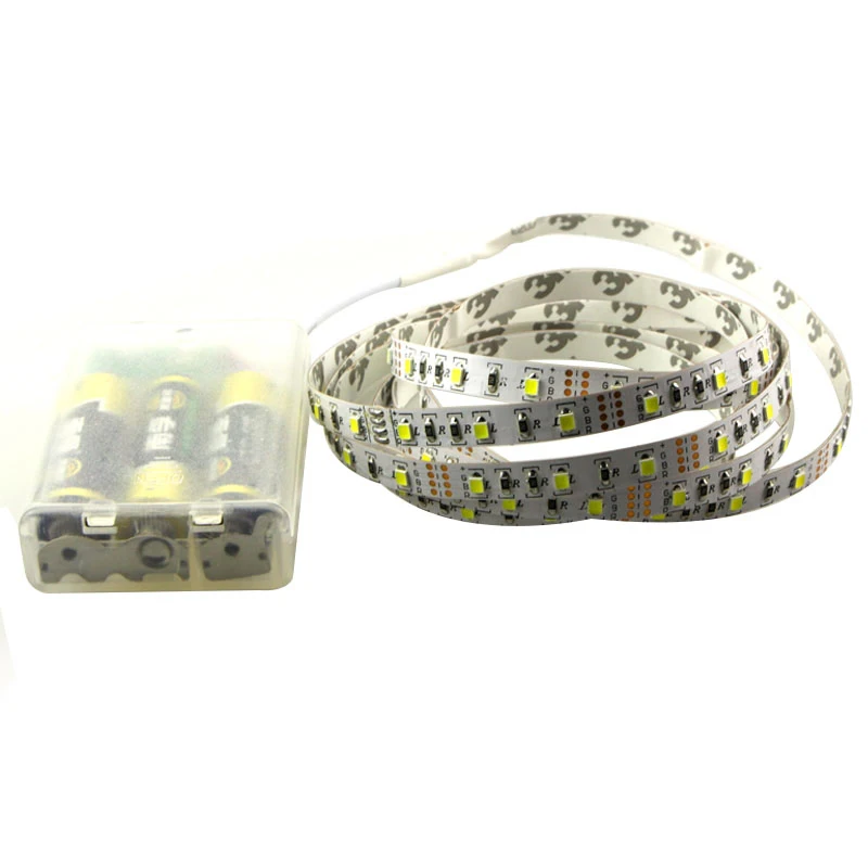 

3528 3* AA Battery powered led strip 1m/2m/3m/4m/5m flexible light ribbon tape TV computer laptop RGB + controller Warm white