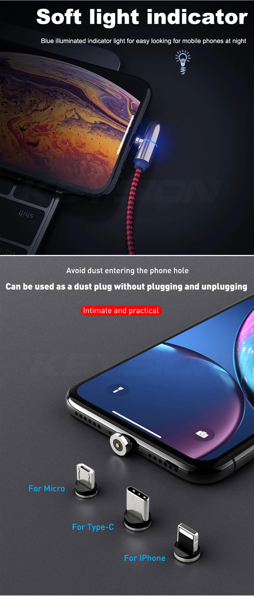 KEYSION Магнитный Micro USB кабель для iPhone samsung type-c зарядная зарядка магнит Зарядное устройство USB type C кабели для мобильных телефонов