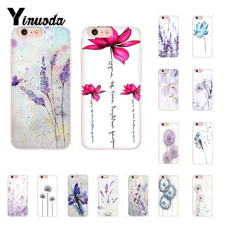Yinuoda акварельный цветок Одуванчик Лотос Лаванда Coque Shell чехол для телефона для iPhone 8 7 6 6S Plus 5 5S SE XR X XS MAX 10