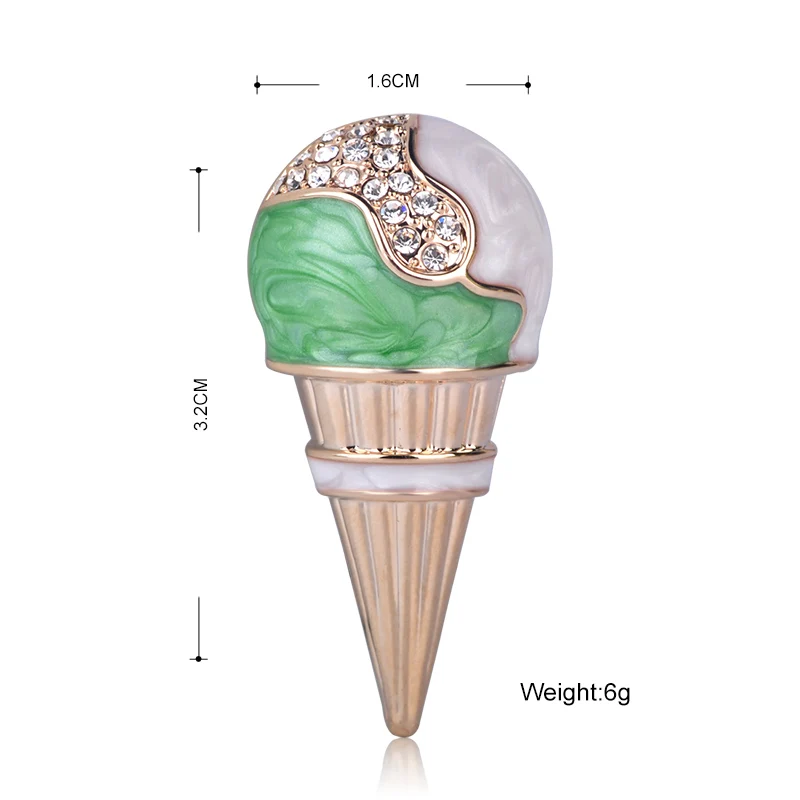 Funmor Эмаль Кристалл мороженое Броши для женщин детский значок лето маленький