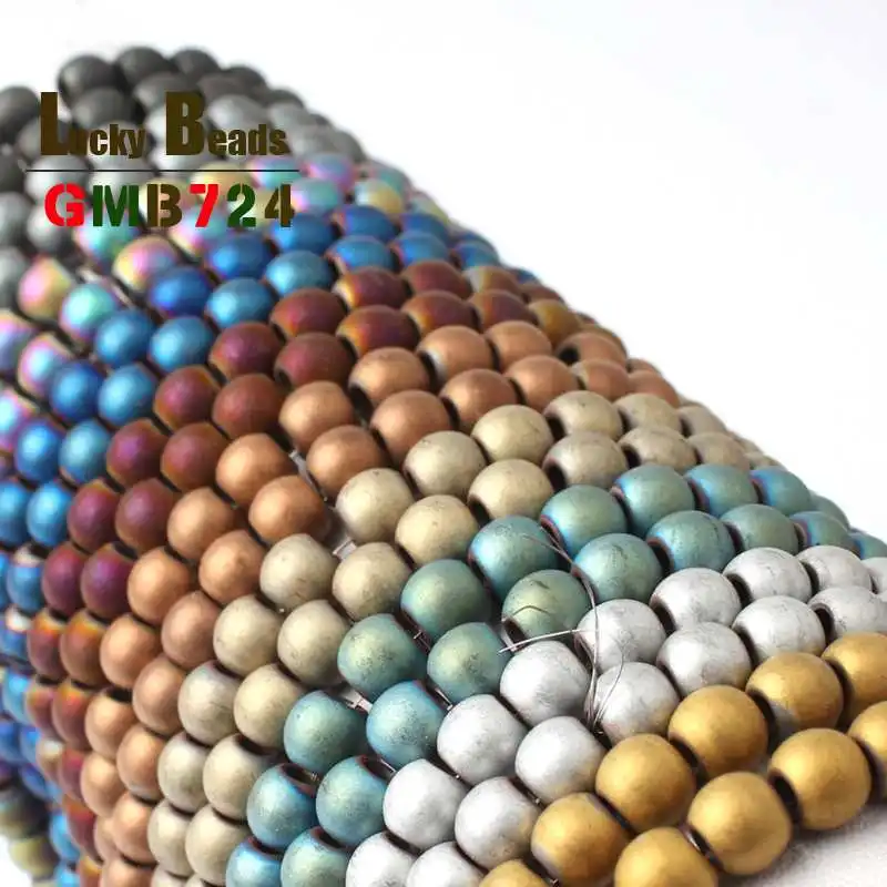 6 мм бусины из гематита золотые/Голубые/синие/фиолетовые/Цветные/черные матовые