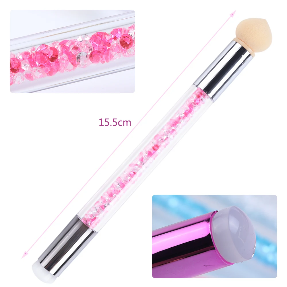 1 шт. губчатая головка кисть для дизайна ногтей блестящая Стразы Ручка Кисть