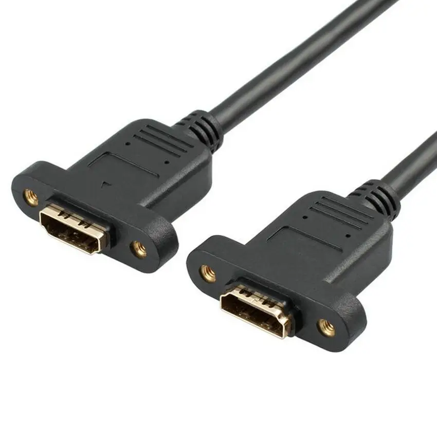 

Great-Q 5pcs Gold Plated Plug HDMI 14+1 Copper Female to Female Extension Cable With Screw Holes Lockable Panel Mount Cord