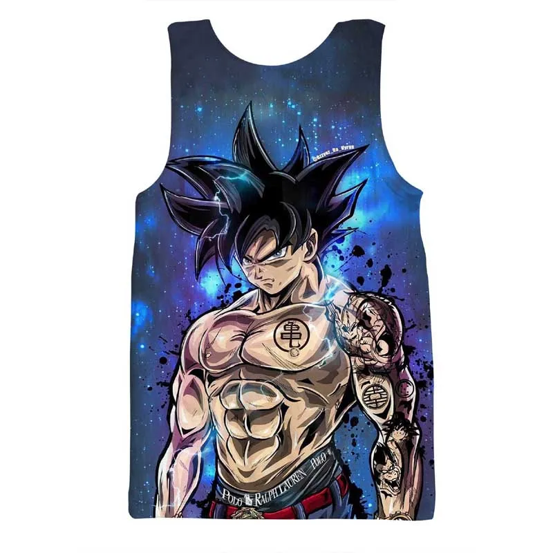Dragon Ball Z мужские летние Майки Топы Супер Саян Гоку белый Бог Вегета Драконий мяч майка для занятий бодибилдингом Спортивная одежда для фитнеса