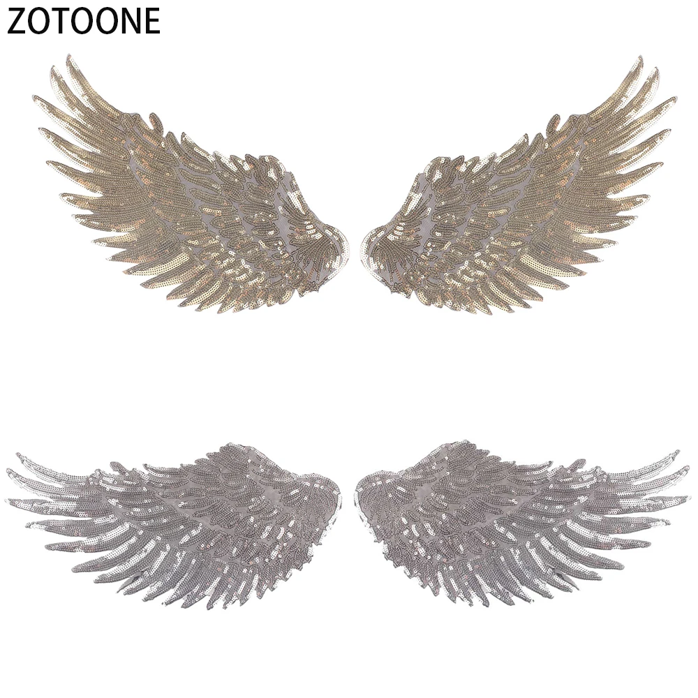 

ZOTOONE Angel Wings Patches for Clothes Appliques Large Sequin Patch on Clothing Diy Back Applications Stickers Garment Badges E