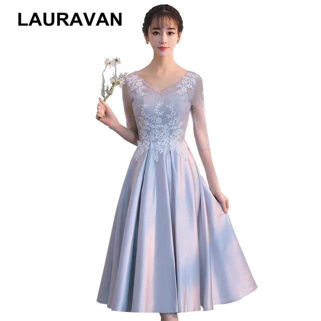 Элегантное классическое платье с v образным вырезом красивые серые бежевые