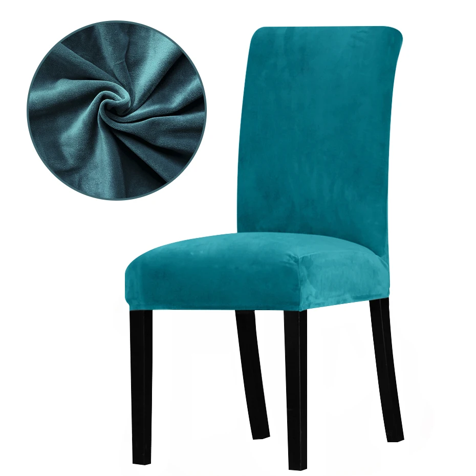 Velvet fabric Chair Cover Washable Removable Big Elastic Seat Arm Covers Slipcovers Stretch Chair Covers For Banquet Office - Цвет: Peacock