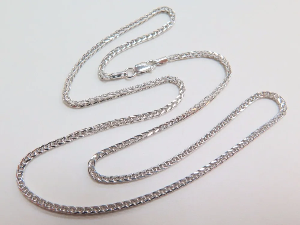 

New Fine Pure Au750 White Gold Women 1.4mm W Wheat Chain Necklace