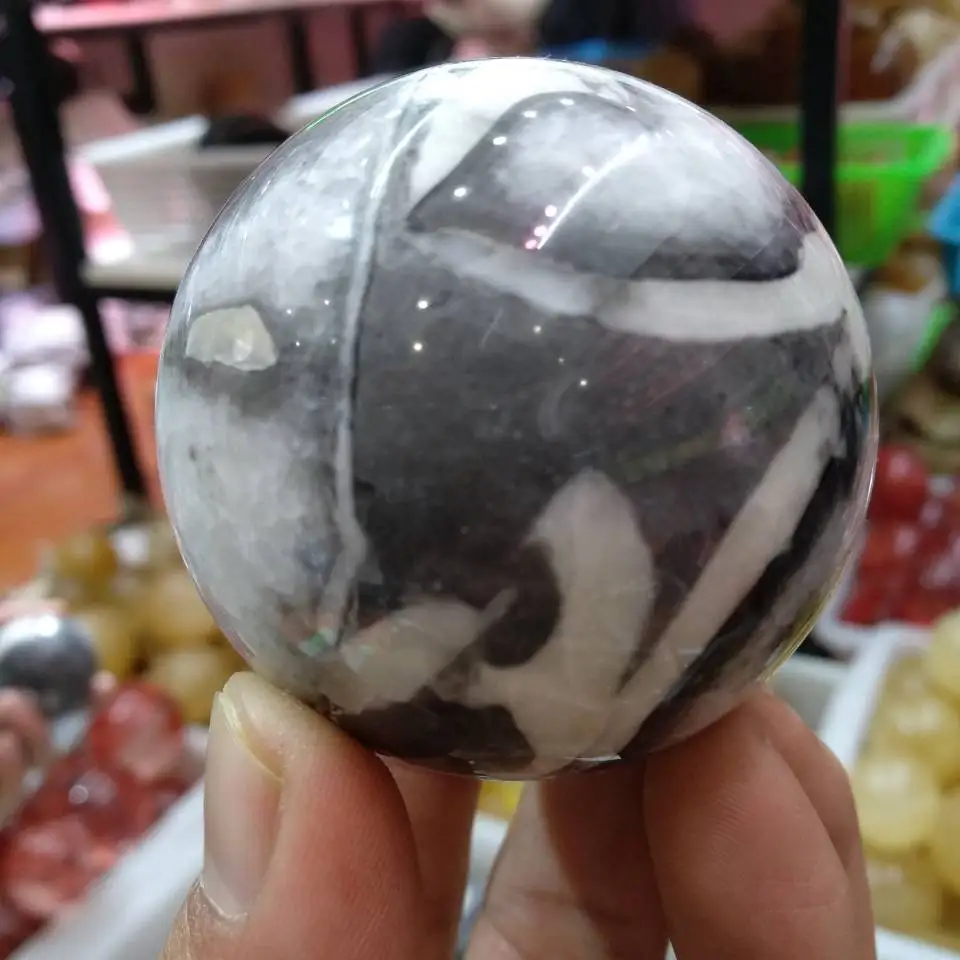 Ракушка Fossil Jasper Quartz Matrix Crystal лечебная СФЕРА Ball Rock Камень Reiki 55 мм|Камни| |