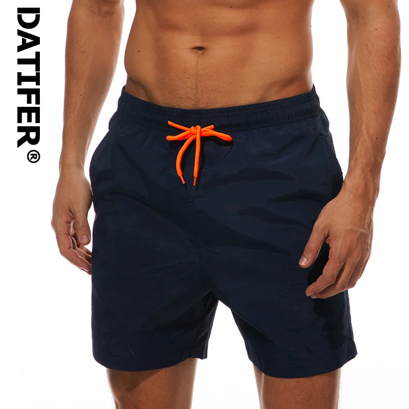 DATIFER, мужские пляжные шорты для плавания, сёрфинга, Maillot De Bain, спортивные мужские пляжные шорты, бермуды, одежда для плавания - Цвет: Navy