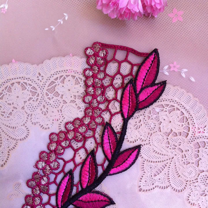 DIY розово красный пион воротник Ремесло венецианские кружевные патчи Цветочная
