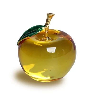 Yellow 1 рождественская Хрустальная Фигурка яблока, украшения с красивой подарочной коробкой, украшение для дома, искусство и коллекция, Рождественские Свадебные сувениры, подарки - Цвет: Yellow