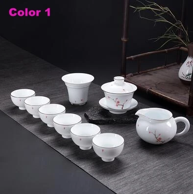 Чайные наборы из белого фарфора чистые ручной росписи домашние керамические