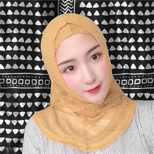 2 Pieces Amira Hijab Womens Muslim Hijab Islamic Scarf Shining Scarf Breathable Summer#YS659 - Цвет: Yellow