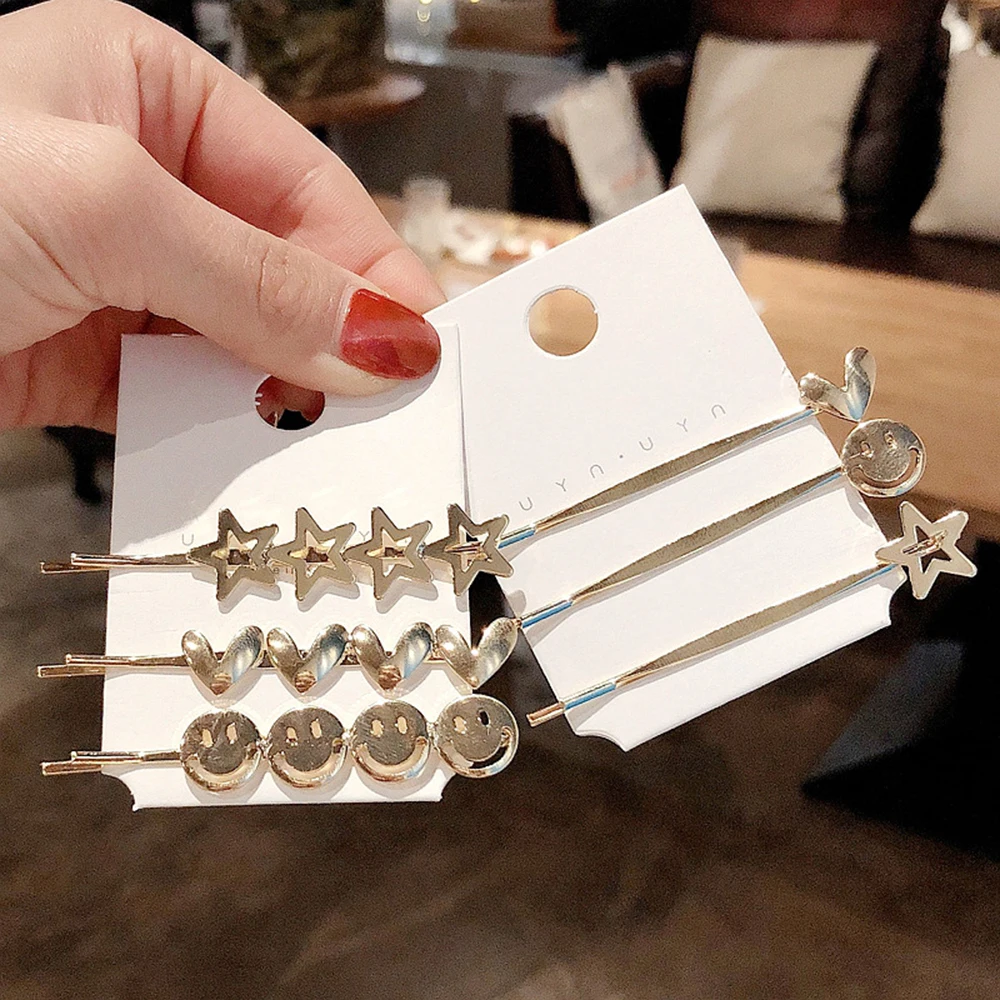 

Модные простые металлические заколки для женщин, полые звезды в форме сердца, заколки для волос, Элегантные Заколки, заколки, аксессуары для...