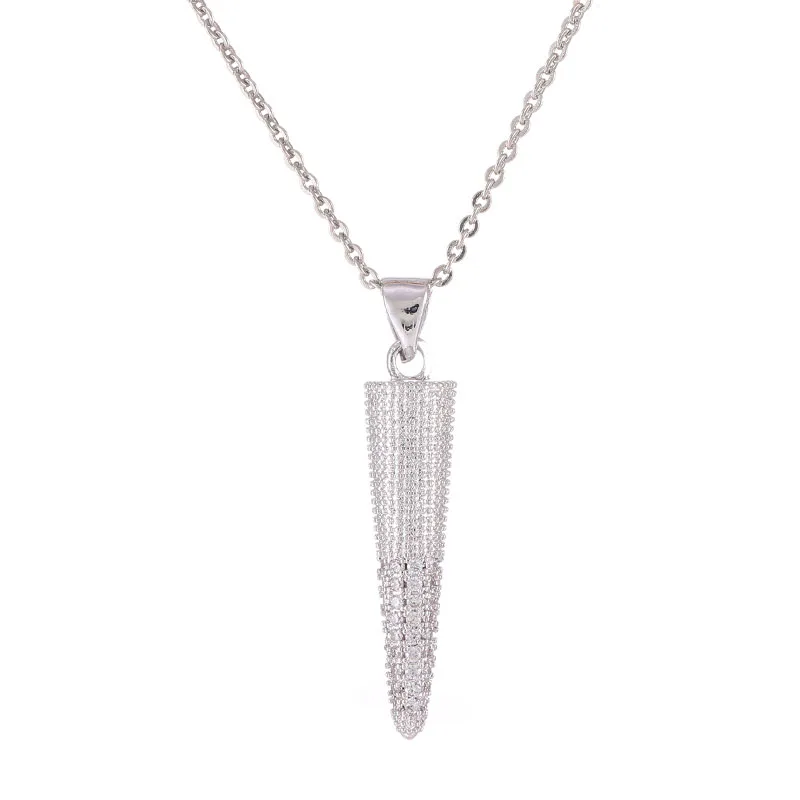 

Juya Handmade Cubic Zirconia Jewelry Supplies Fashion Gold Silver Plated Spike Cone Charms Necklace For Women Bridal Jewelry