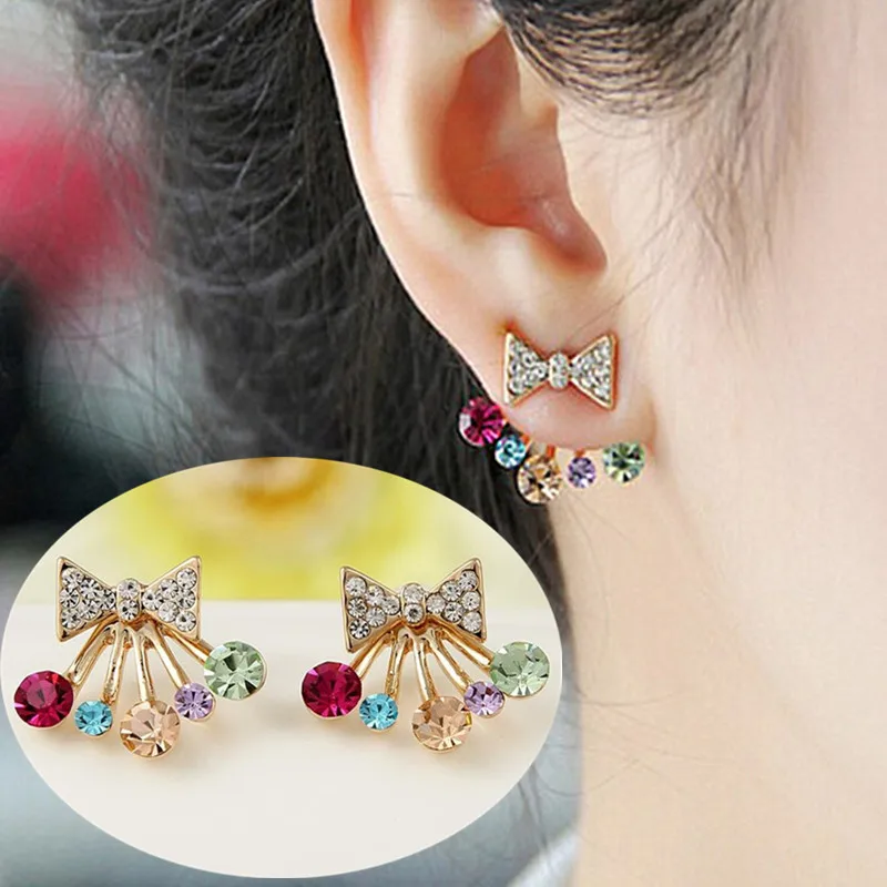 

Hot Brincos New Girls Fashion Perlas Pendientes Earing Bijoux Bow Stud Earrings For Women Jewelry Wholesale Earings