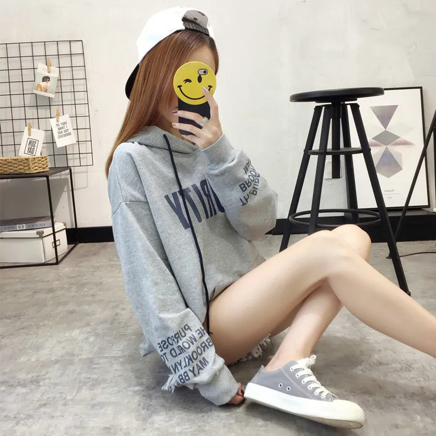 Women Hoodies Sweatshirts Long Sleeve 2017 Autumn Winter Hooded Pullover Hoodie Patchwork Letters Print Coat Ladies Casual Tops |