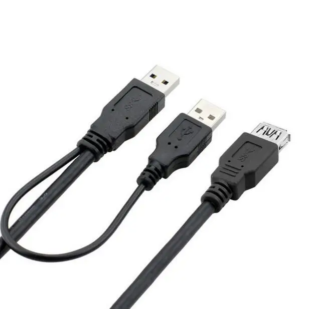 Кабель Y-типа 60 см 2 фута 0 3 м два разъема USB A папа-мама Y-образный кабель для