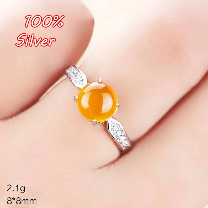 

8mm 925 Sterling Silver Color White Gold 8MM Cabochon Rings for Amber Opal Agate Turquoise Fine Jewelry Wholesale